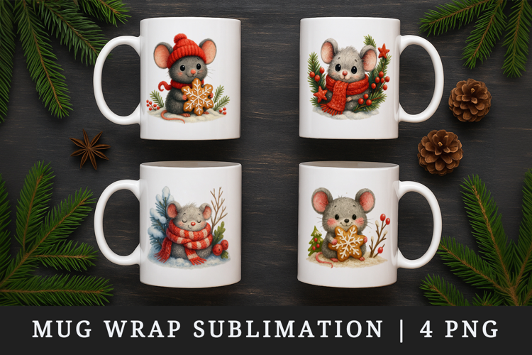 Winter mug wrap printable sublimation design
