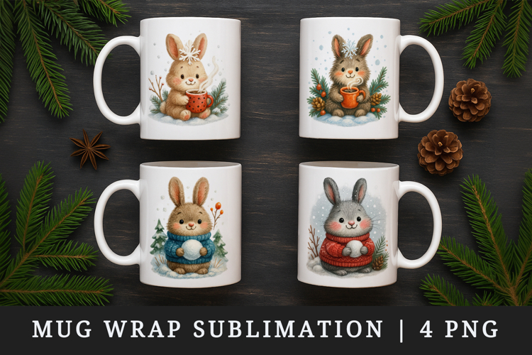 Winter mug wrap printable sublimation design