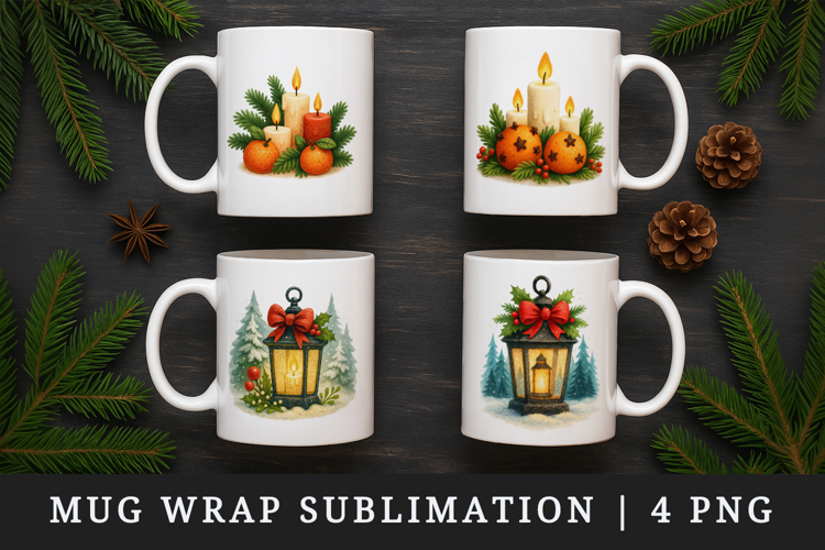 Winter mug wrap printable sublimation design