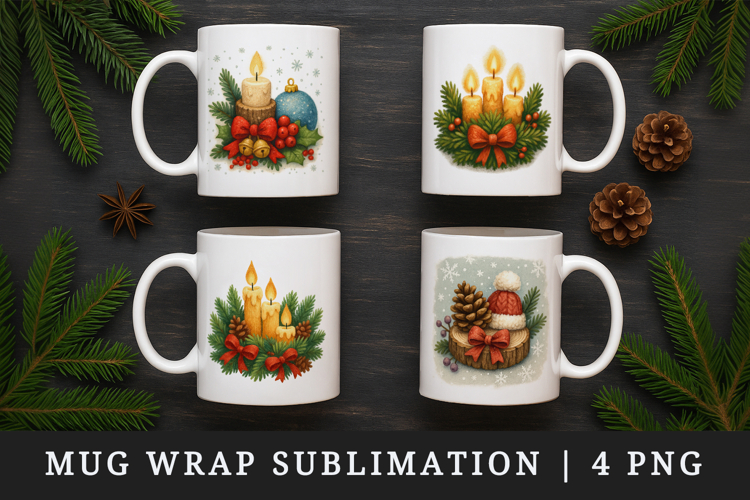 Winter mug wrap printable sublimation design