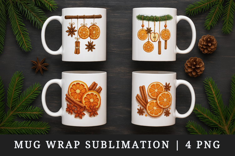 Winter mug wrap printable sublimation design
