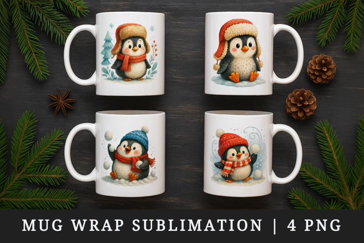 Winter mug wrap printable sublimation design