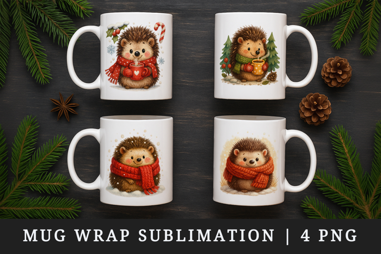 Winter mug wrap printable sublimation design