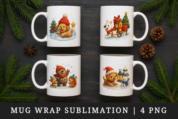 Winter mug wrap printable sublimation design