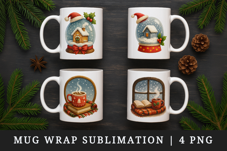 Winter mug wrap printable sublimation design