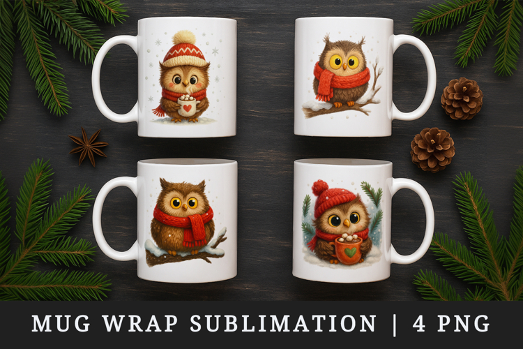 Winter mug wrap printable sublimation design