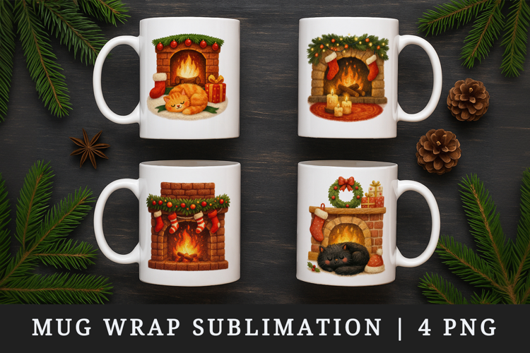Winter mug wrap printable sublimation design