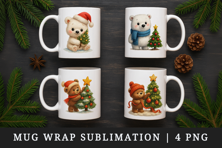 Winter mug wrap printable sublimation design