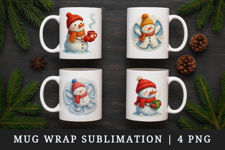 Winter mug wrap printable sublimation design