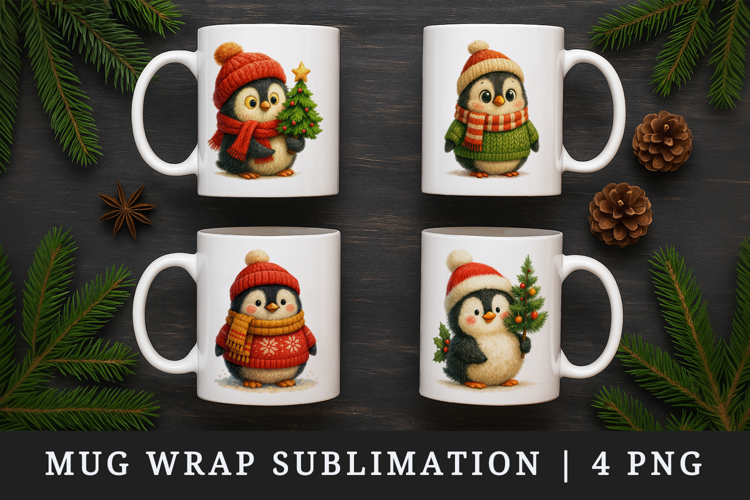 Winter mug wrap printable sublimation design