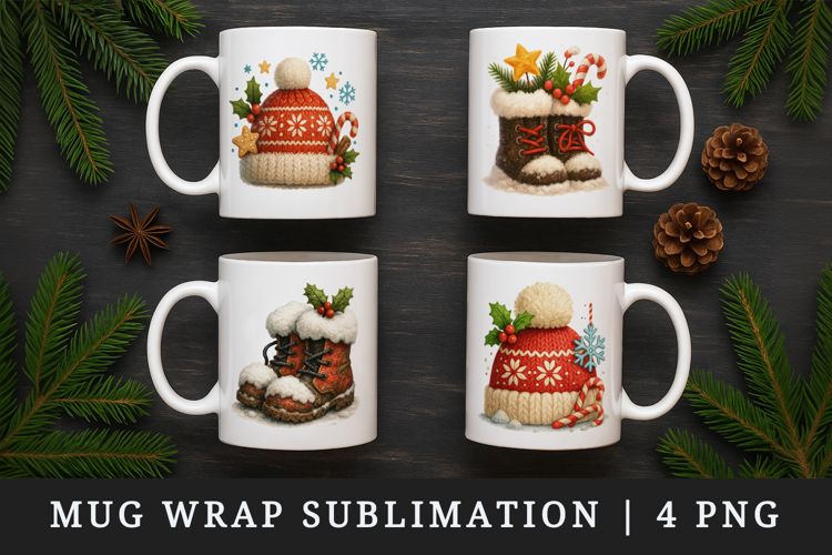 Winter mug wrap printable sublimation design