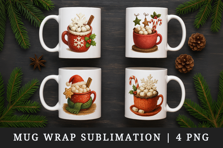 Winter mug wrap printable sublimation design