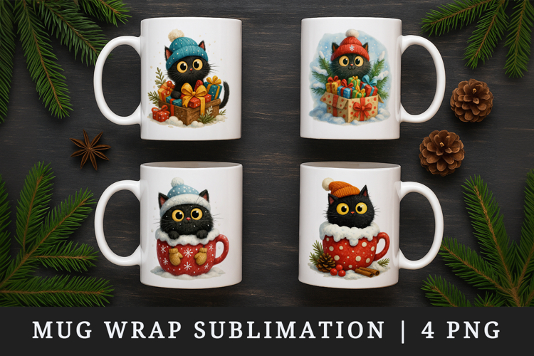 Winter mug wrap printable sublimation design