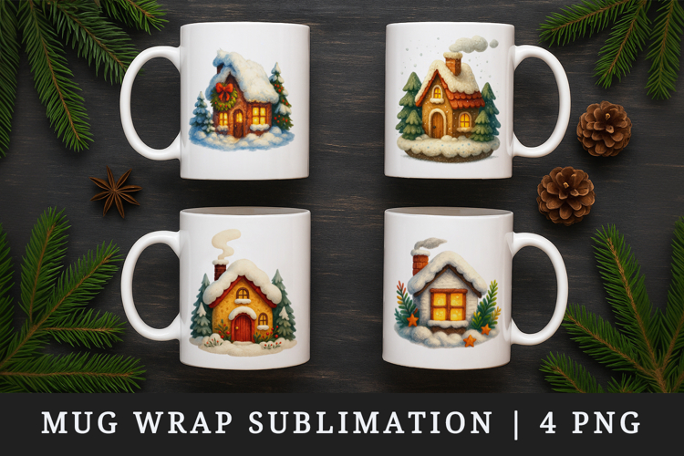 Winter mug wrap printable sublimation design