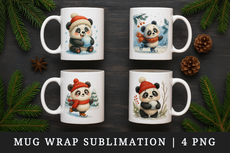 Winter mug wrap printable sublimation design