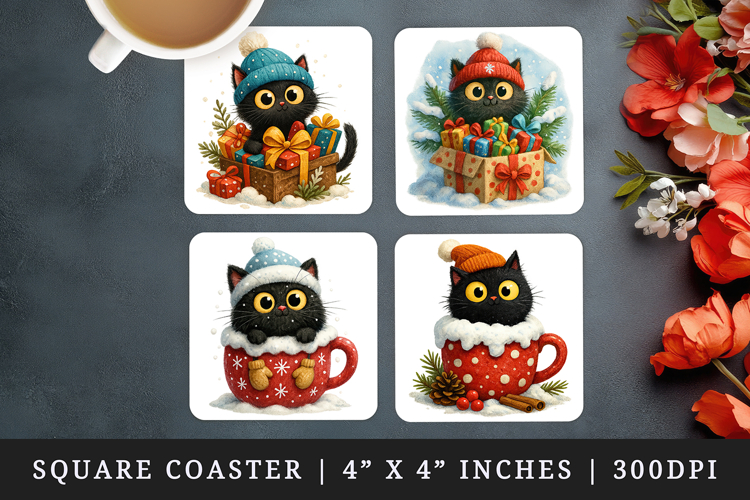 Winter square coaster sublimation, coasters design