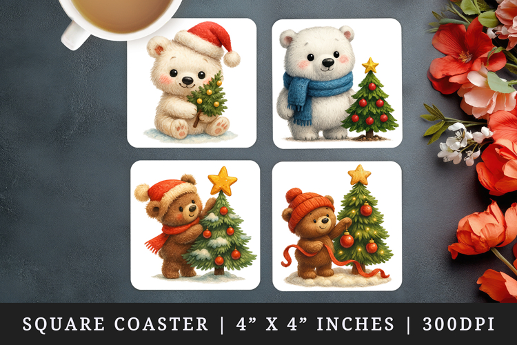 Winter square coaster sublimation, coasters design