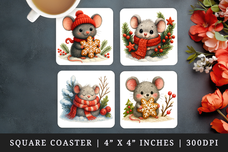Winter square coaster sublimation, coasters design