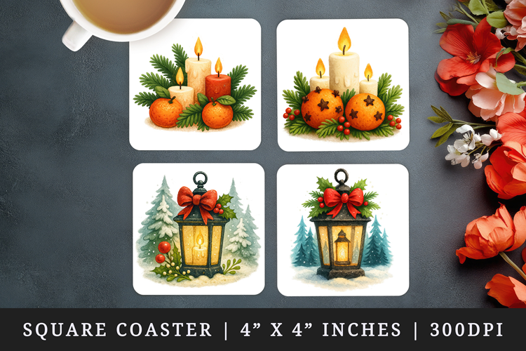 Winter square coaster sublimation, coasters design