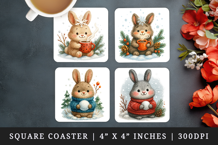 Winter square coaster sublimation, coasters design