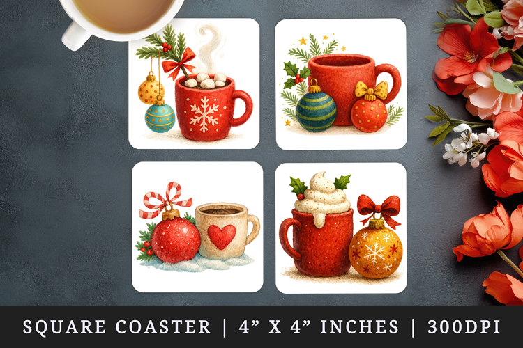 Winter square coaster sublimation, coasters design