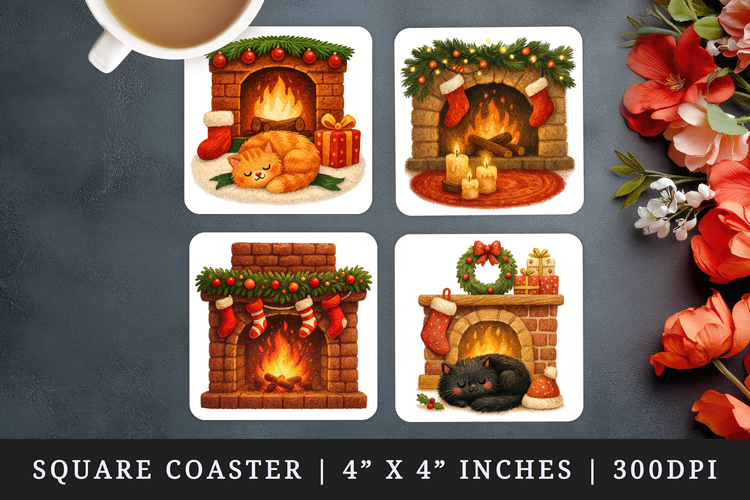 Winter square coaster sublimation, coasters design