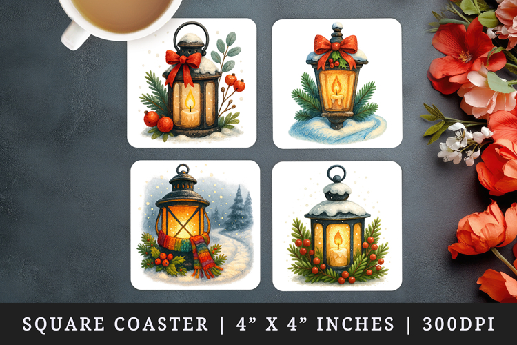 Winter square coaster sublimation, coasters design
