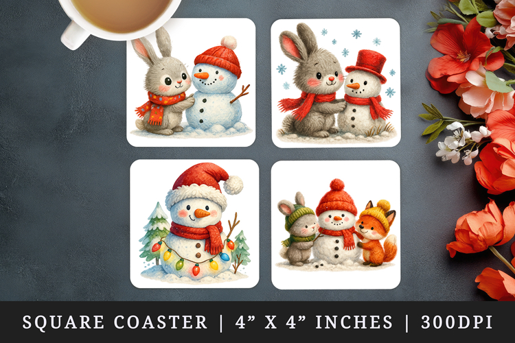 Winter square coaster sublimation, coasters design