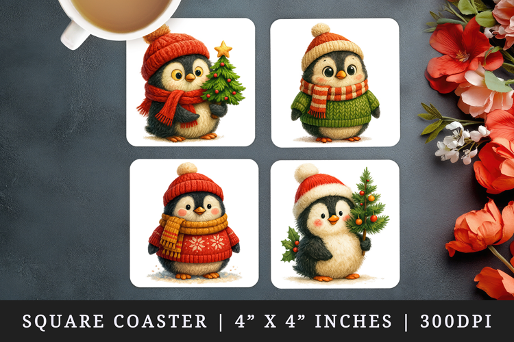 Winter square coaster sublimation, coasters design