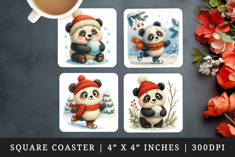Winter square coaster sublimation, coasters design