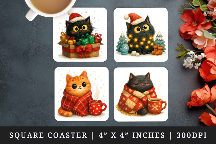 Winter square coaster sublimation, coasters design