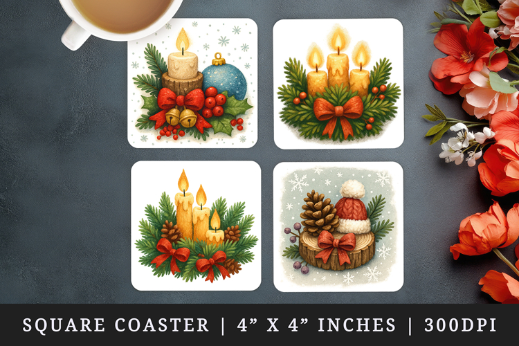 Winter square coaster sublimation, coasters design