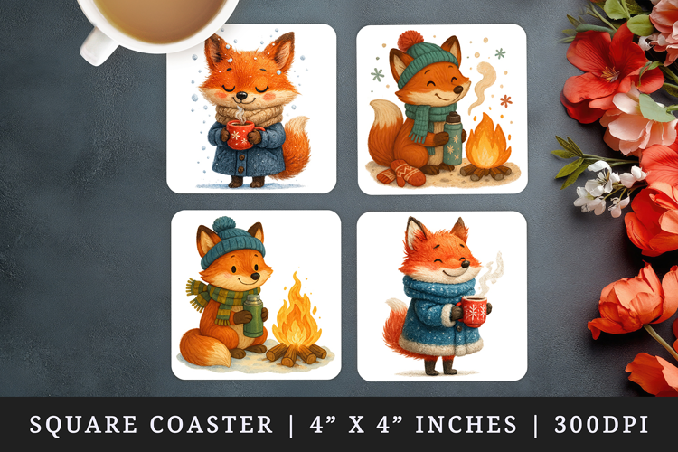 Winter square coaster sublimation, coasters design