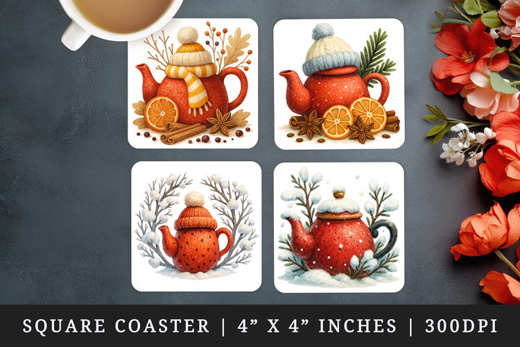 Winter square coaster sublimation, coasters design