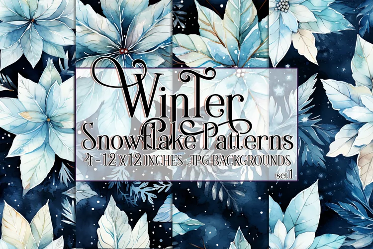 Winter Background, Winter Seamless Snowflake Patterns, s1