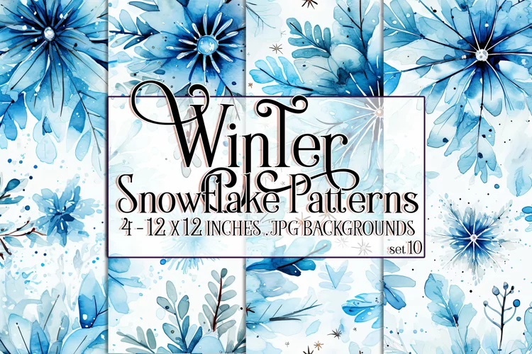 Winter Background, Winter Seamless Snowflake Patterns, s10