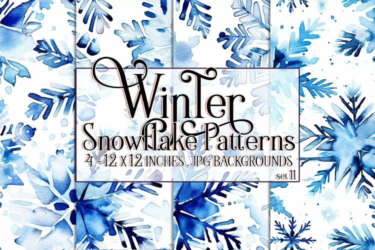 Winter Background, Winter Seamless Snowflake Patterns, s11