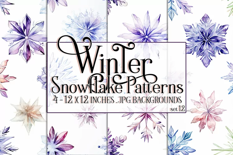 Winter Background, Winter Seamless Snowflake Patterns, s12