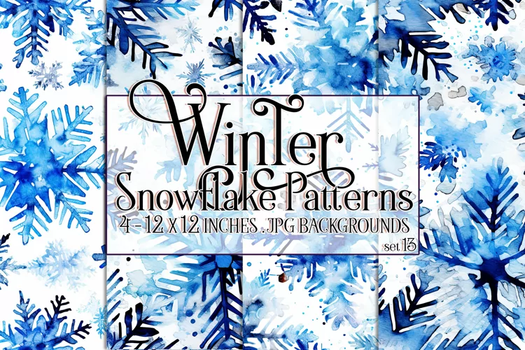 Winter Background, Winter Seamless Snowflake Patterns, s13