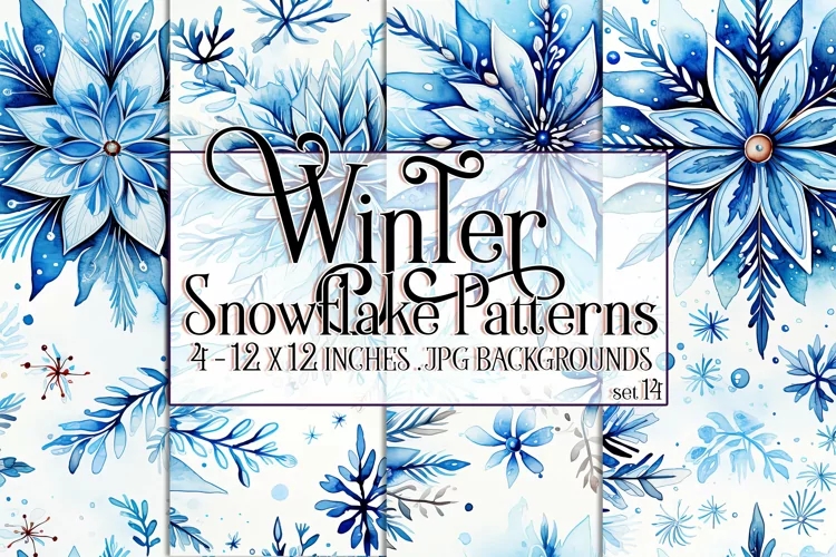 Winter Background, Winter Seamless Snowflake Patterns, s14