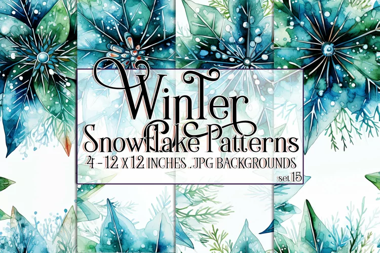 Winter Background, Winter Seamless Snowflake Patterns, s15