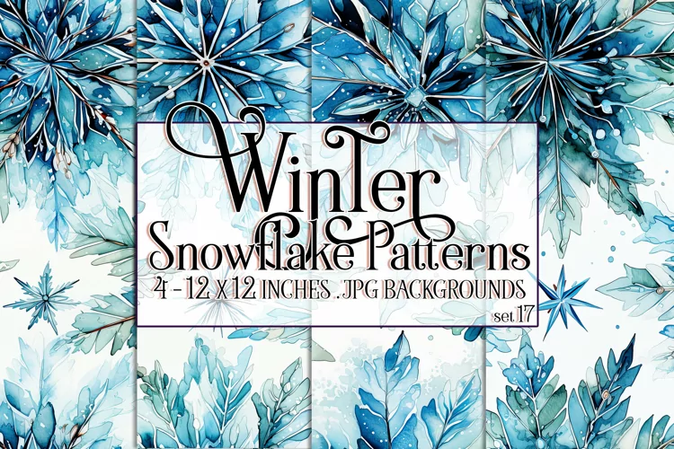 Winter Background, Winter Seamless Snowflake Patterns, s17