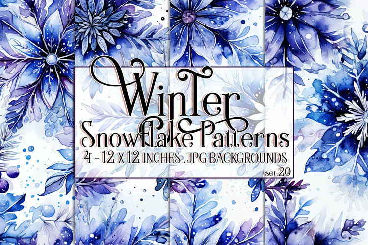Winter Background, Winter Seamless Snowflake Patterns, s20