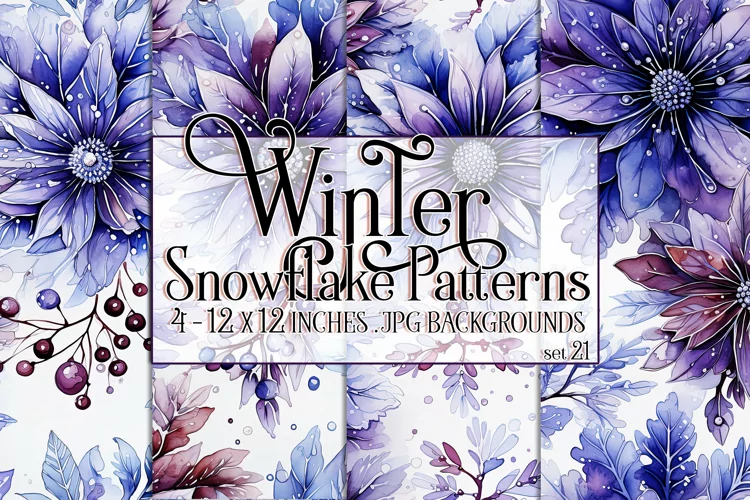 Winter Background, Winter Seamless Snowflake Patterns, s21