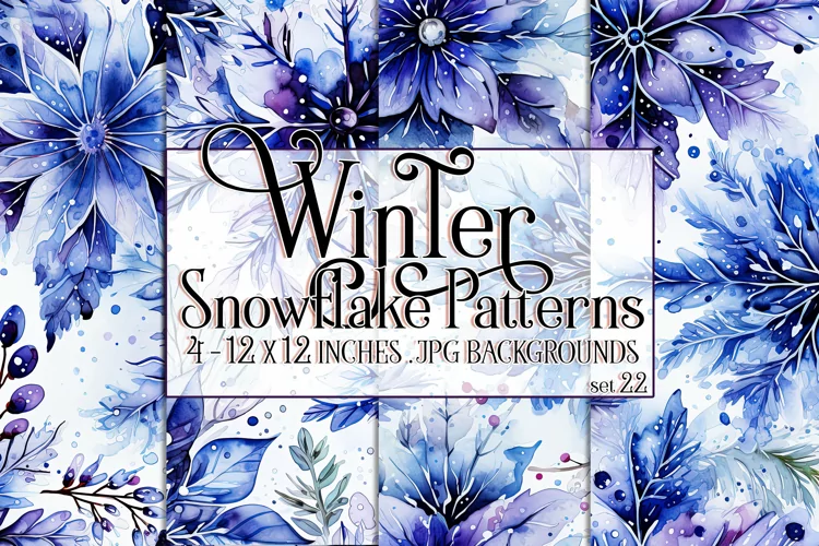 Winter Background, Winter Seamless Snowflake Patterns, s22