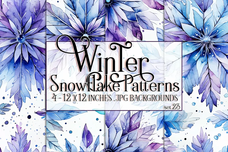 Winter Background, Winter Seamless Snowflake Patterns, s23