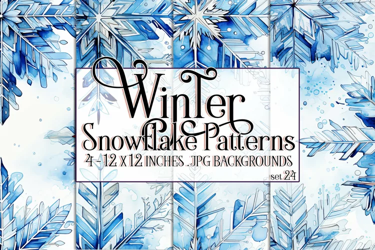 Winter Background, Winter Seamless Snowflake Patterns, s24