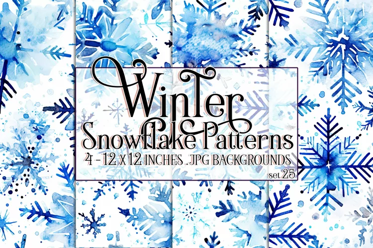 Winter Background, Winter Seamless Snowflake Patterns, s25