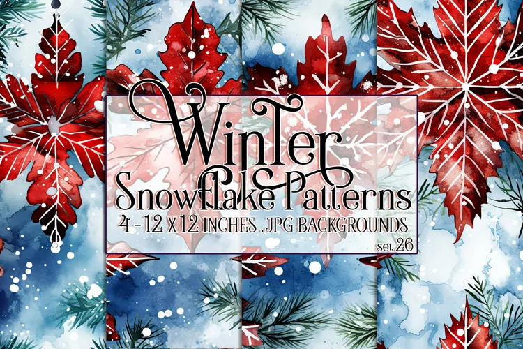 Winter Background, Winter Seamless Snowflake Patterns, s26