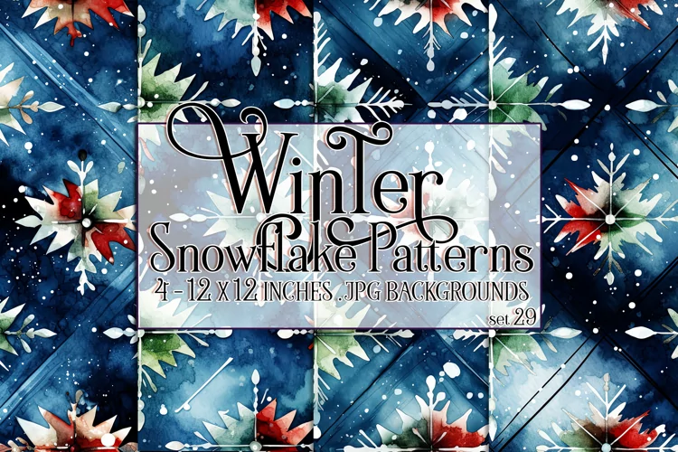 Winter Background, Winter Seamless Snowflake Patterns, s29